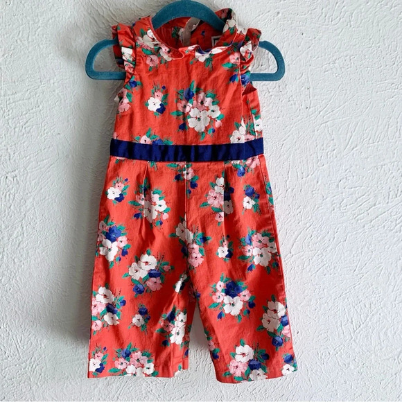 Janie and Jack Multicolored Floral Print Sleeveless Jumpsuit 12 to 18 months - Picture 1 of 5